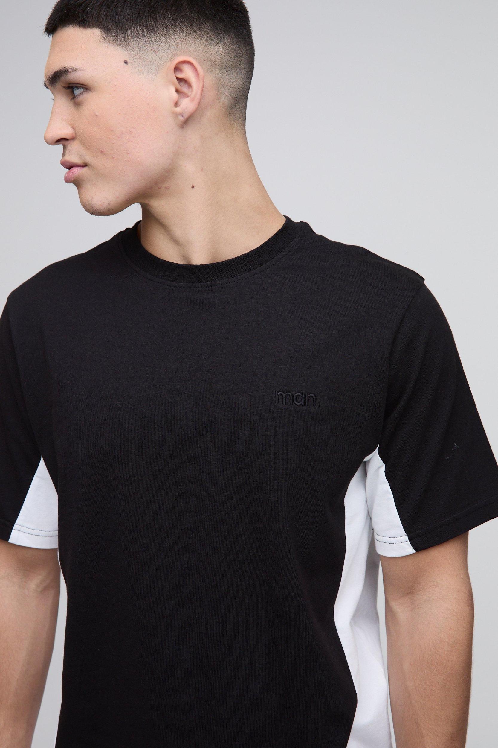 Regular Fit Man Colour Block T-Shirt | boohooMAN USA Product Image