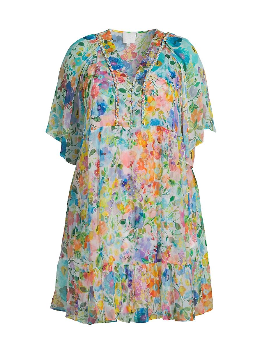 Womens Plus Margaret Wild Blooms Silk Minidress Product Image