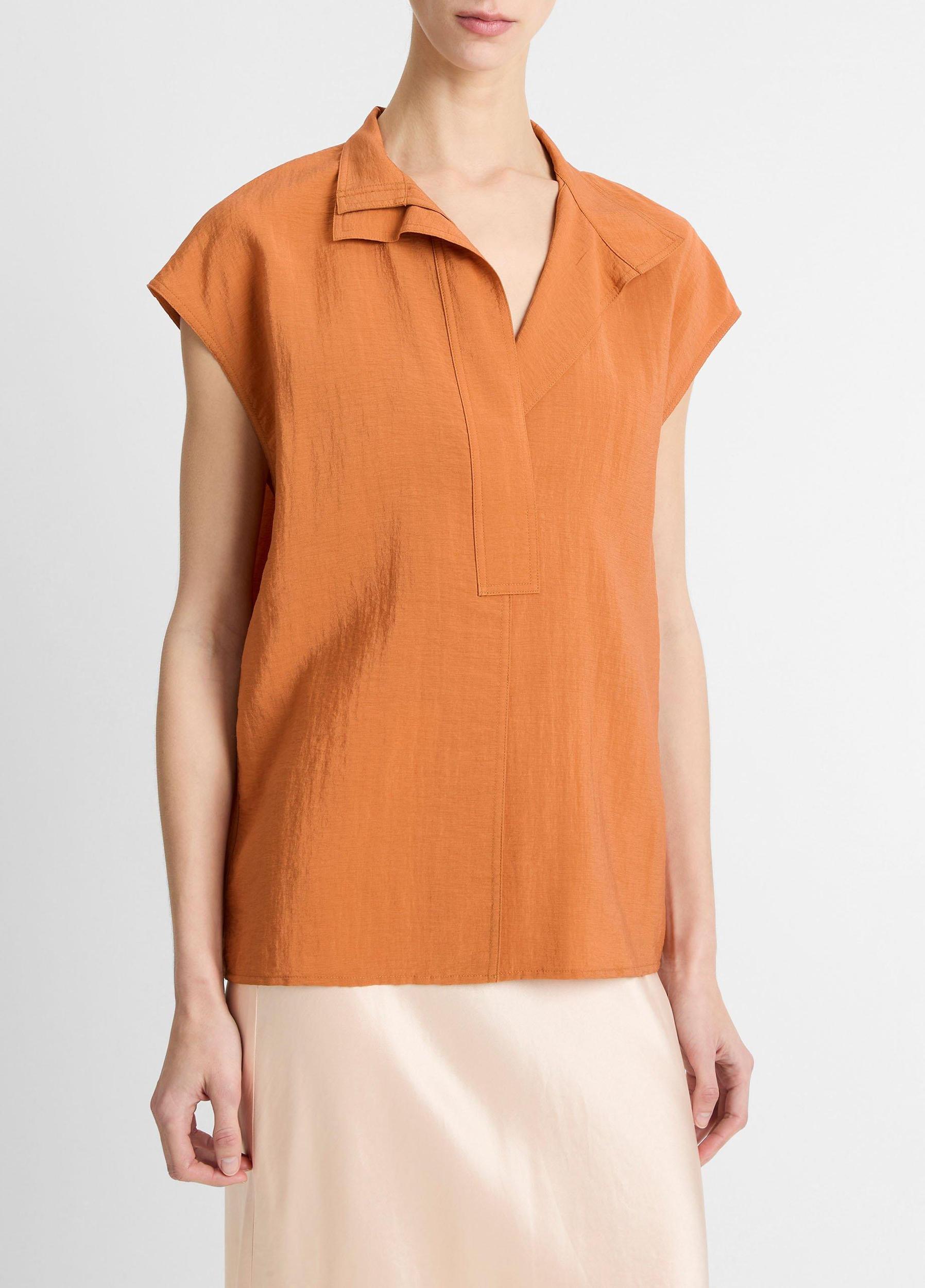 Voile Cap-Sleeve Blouse Product Image