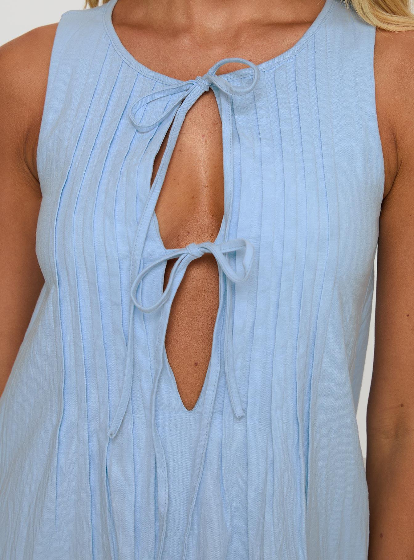 Caddie Tie Mini Dress Blue Product Image