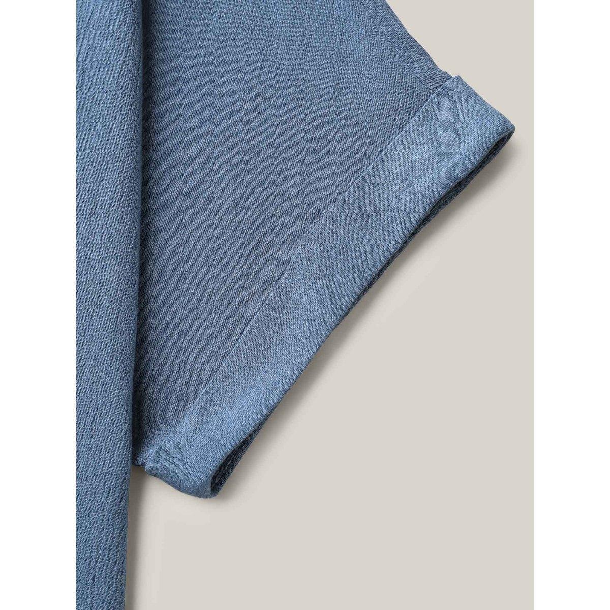 Plus Size Aegean Rayon Dolman Sleeve Notched Collar Blouse Women Casual Short sleeve Flat collar with V-notch Everyday Blouses BloomChic 28/5X Product Image