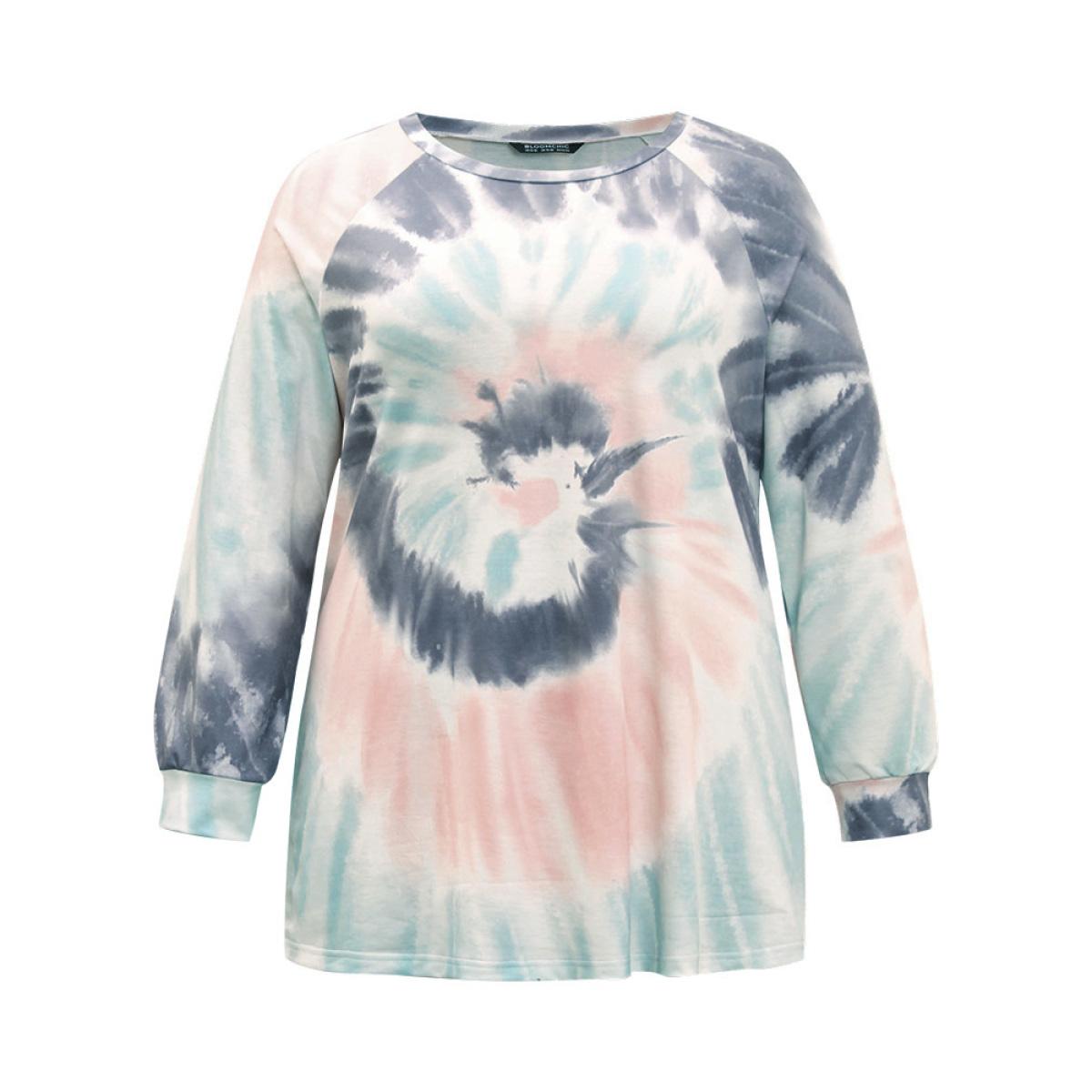 Plus Size Tie Dye Round Neck Sweatshirt Women Multicolor Casual Tie Dye Round Neck Dailywear Sweatshirts BloomChic 26/4X Product Image