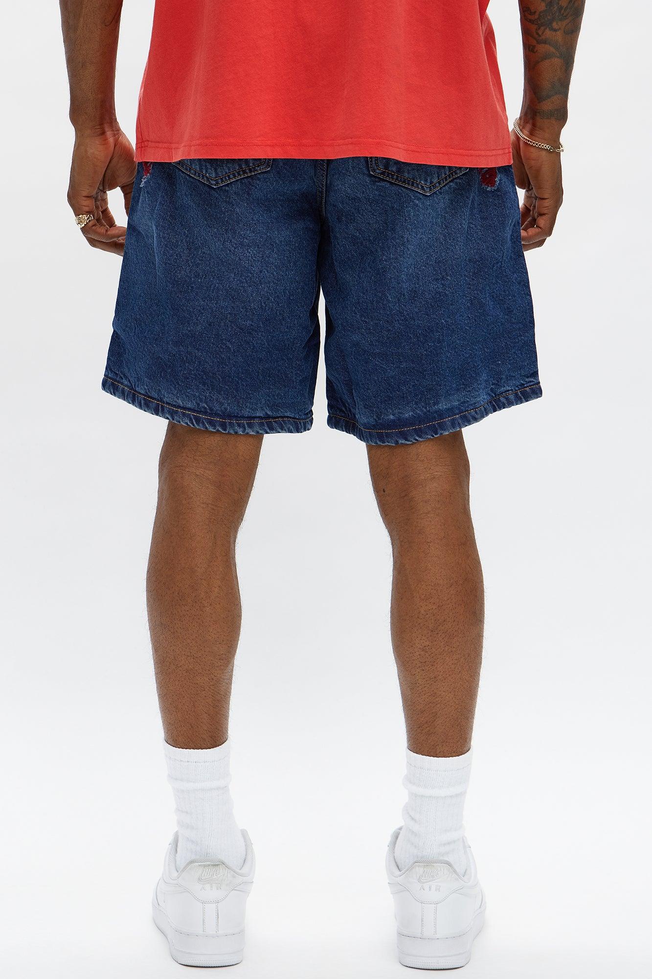 Relaxed We In These Streets Destroyed Denim Shorts - Dark Wash Male Product Image