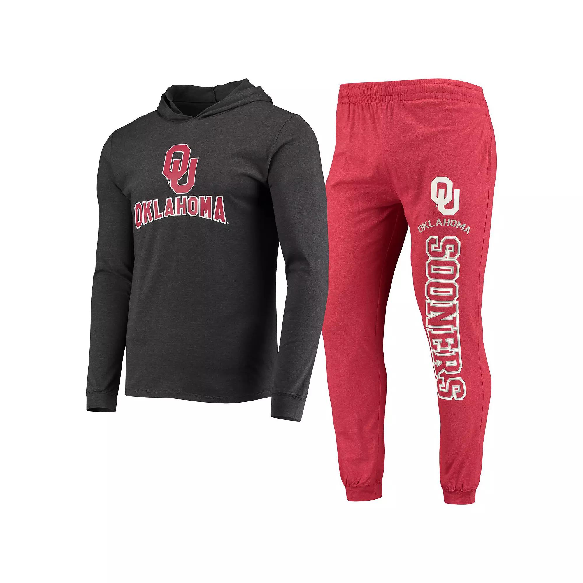 Men's Concepts Sport Crimson/Heather Charcoal Oklahoma Sooners Meter Long Sleeve Hoodie T-Shirt & Jogger Pajama Set, Size: Large, Red Product Image
