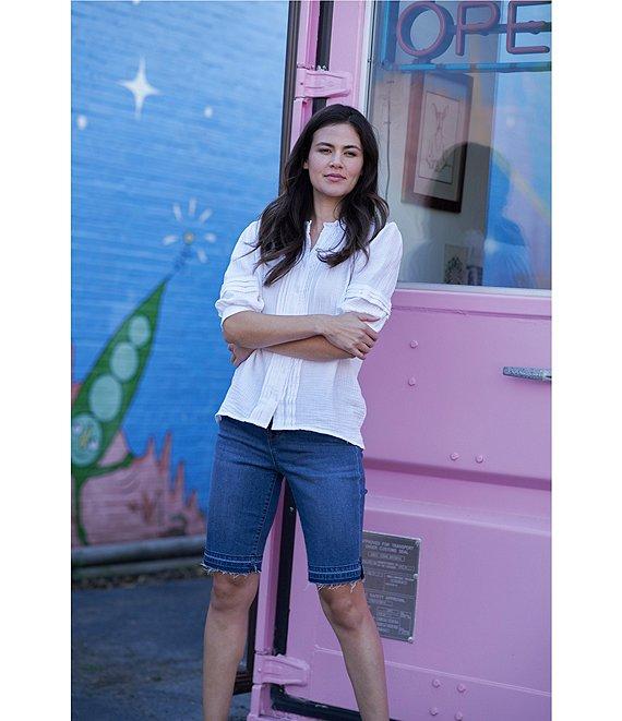 Code Bleu Chelsea High Rise Fray Hem Side Slit Bermuda Shorts Product Image