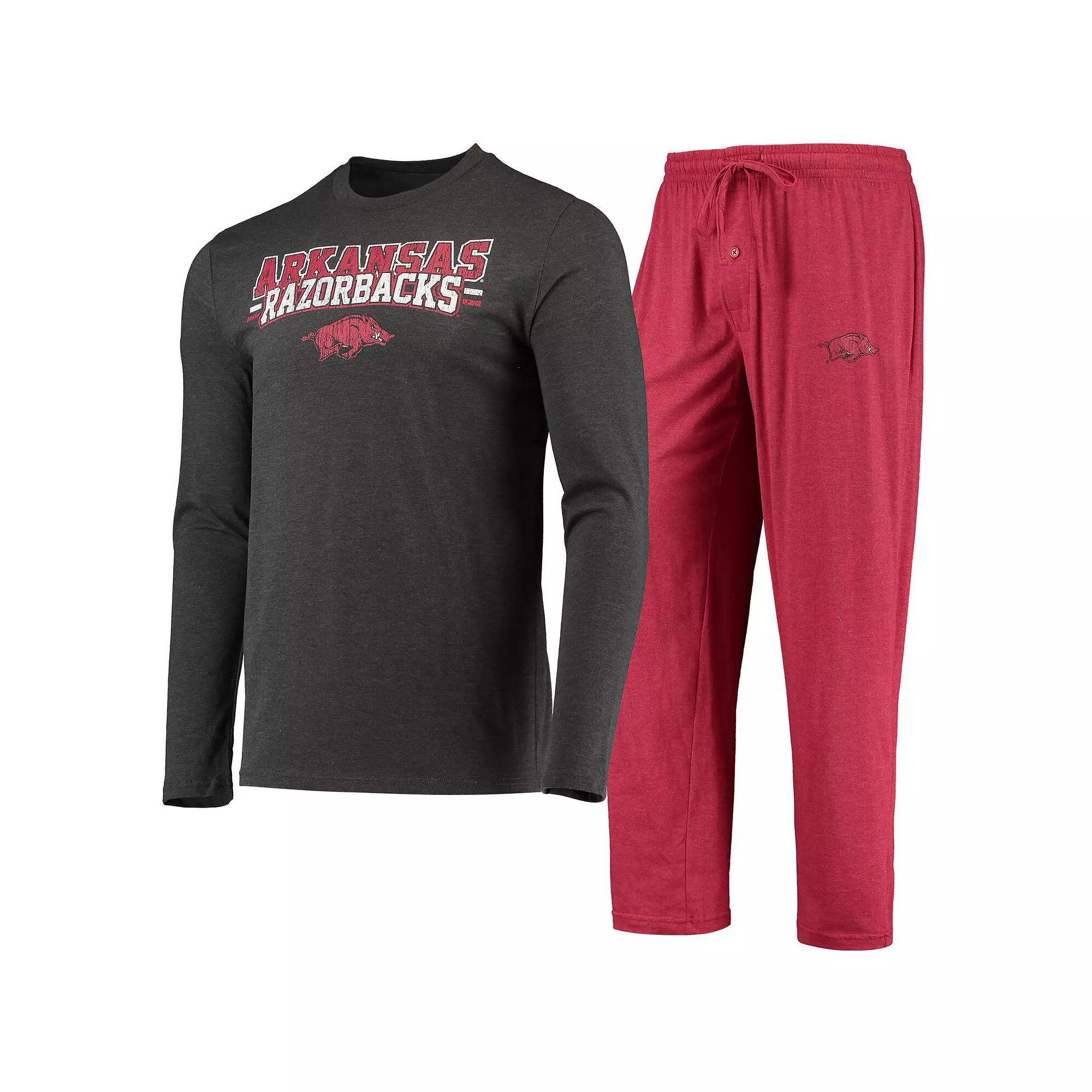 Men's Concepts Sport Cardinal/Heathered Charcoal Arkansas Razorbacks Meter Long Sleeve T-Shirt & Pants Sleep Set, Size: Medium Product Image