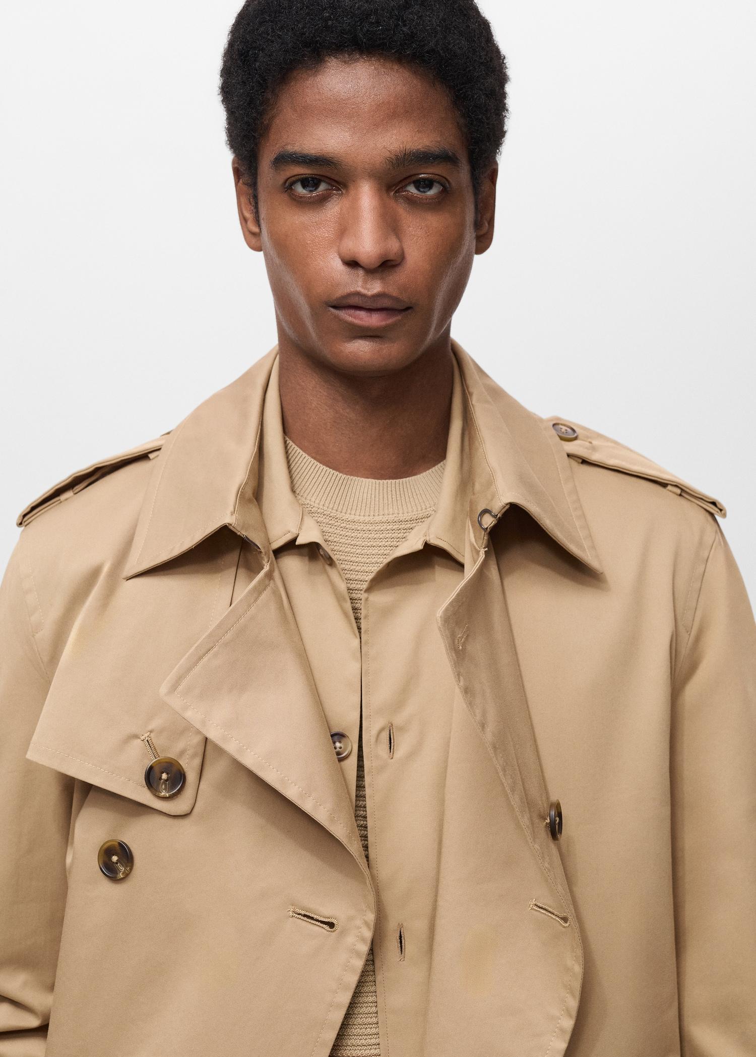 Water-repellent belted trench coat - Men | MANGO USA Product Image