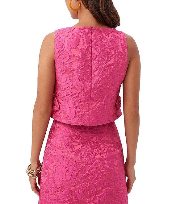 Trina Turk Cayley Sweetheart Jacquard Boat Neck Sleeveless Top Product Image