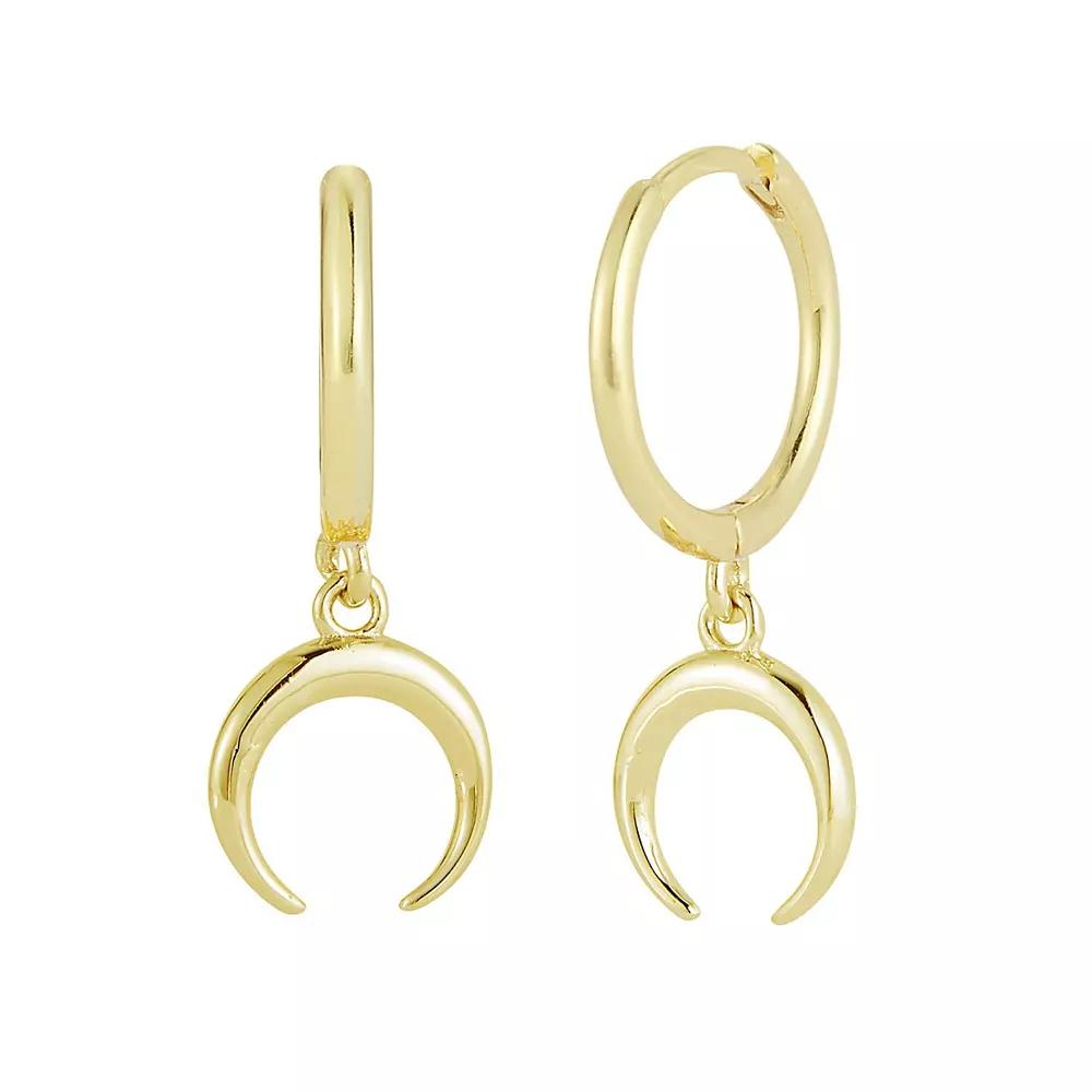 Sunkissed Sterling Crescent Moon Hoop Drop Earring, Women's, Gold Tone Product Image
