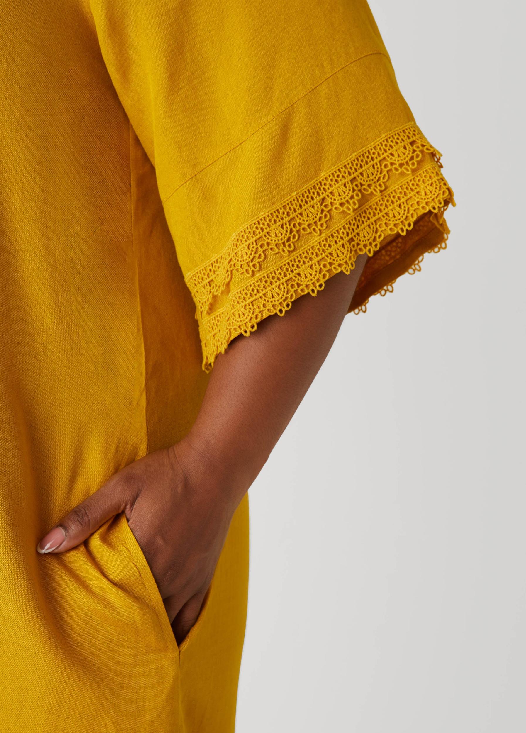 Crochet Trimmed V Neck Dress Product Image