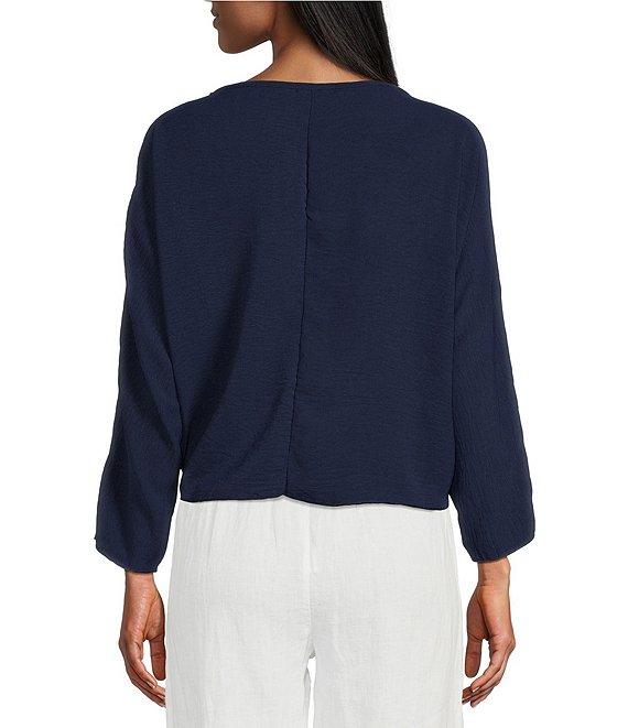 M Made in Italy Woven Boat Neck Long Sleeve Top Product Image