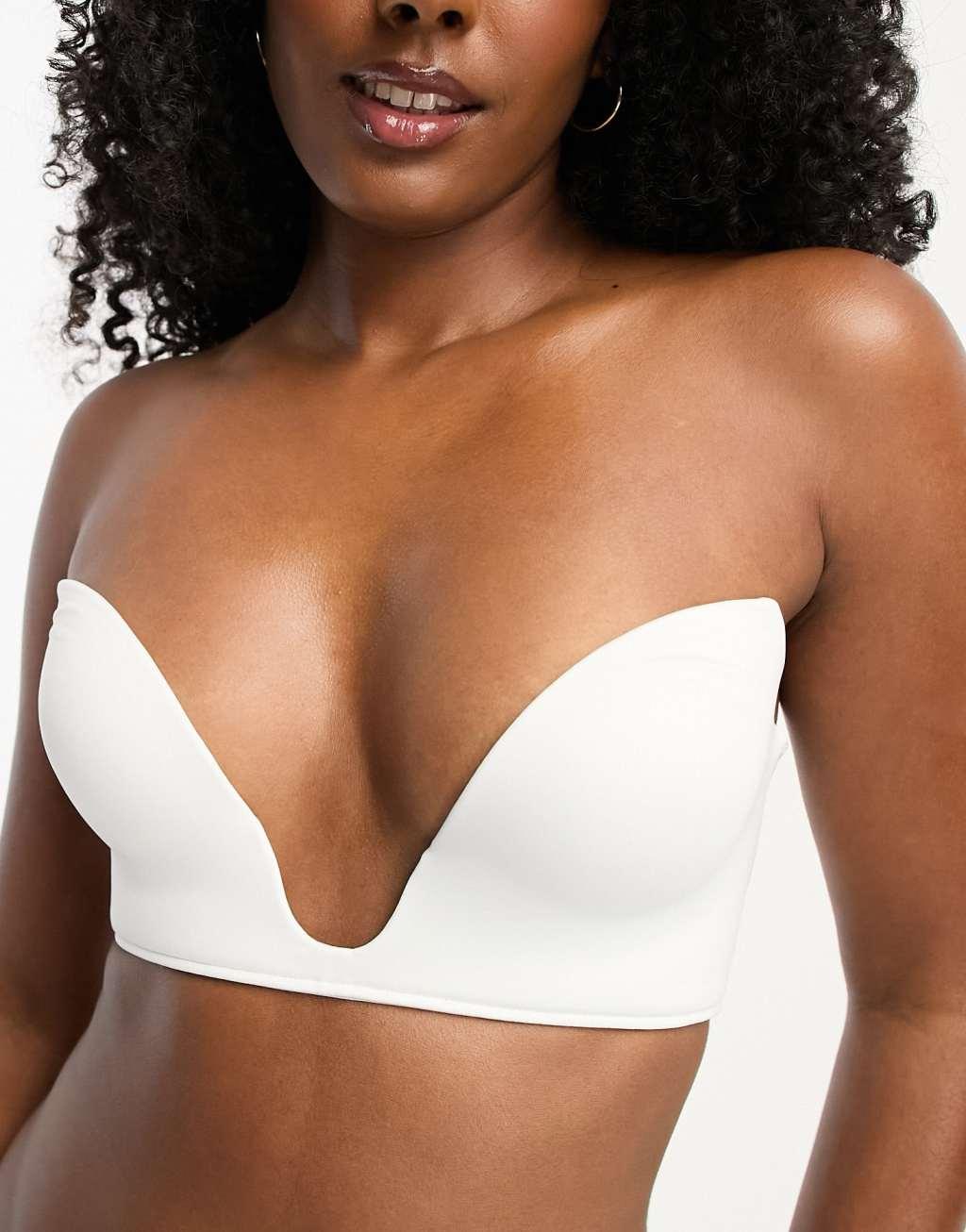 ASOS DESIGN microfiber moulded open front plunge bra Product Image
