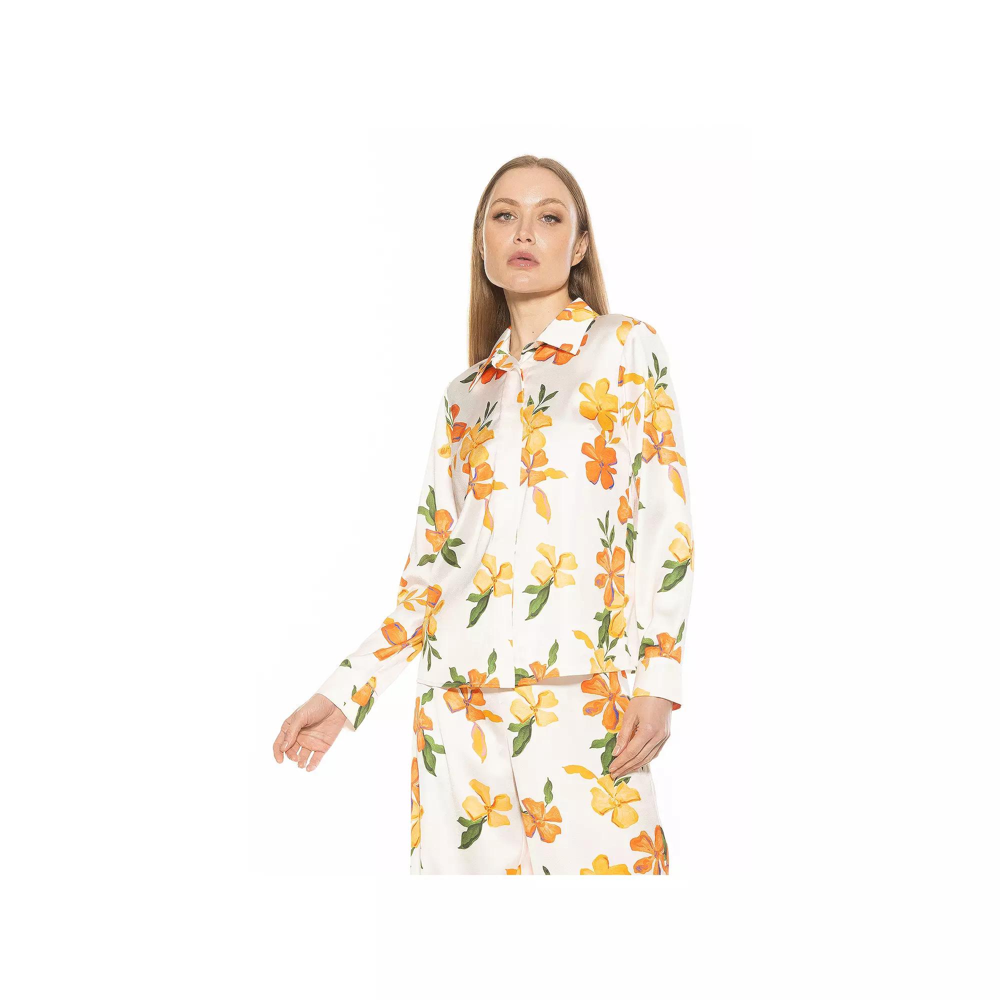 Women's ALEXIA ADMOR Ginger Silky Collared Blouse,  Product Image