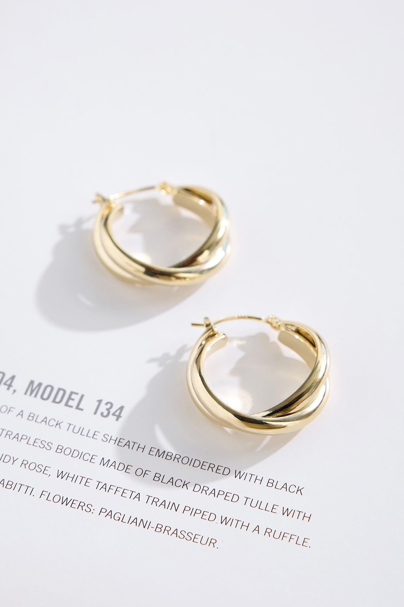 18k Gold Plated Subtle Luxe Hoop Earrings Gold Product Image