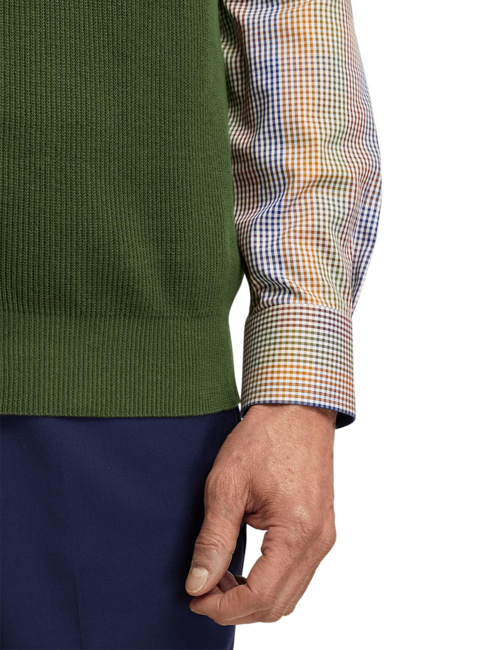 Cotton Full Zip Mock Neck Vest - Green Product Image