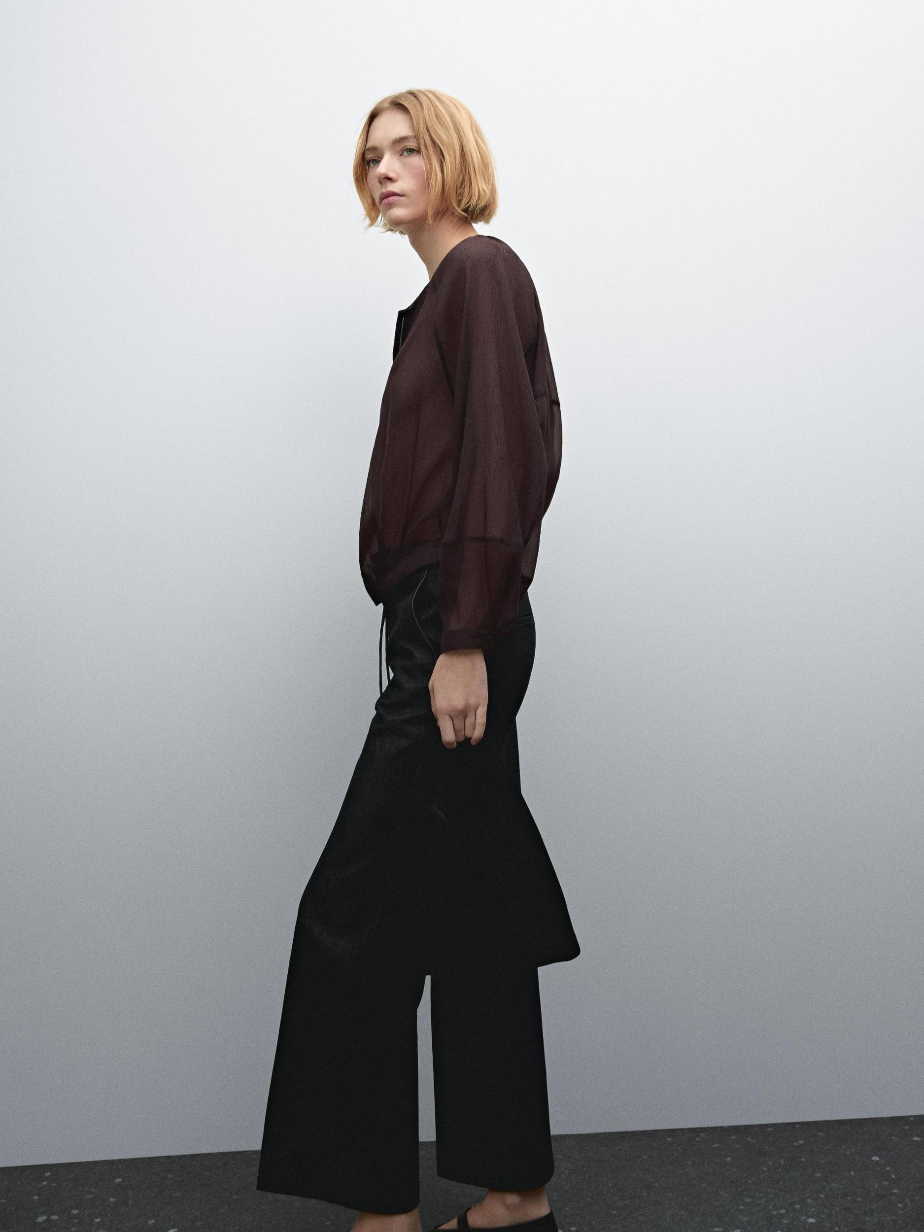 Flowing semi-sheer bomber jacket Product Image