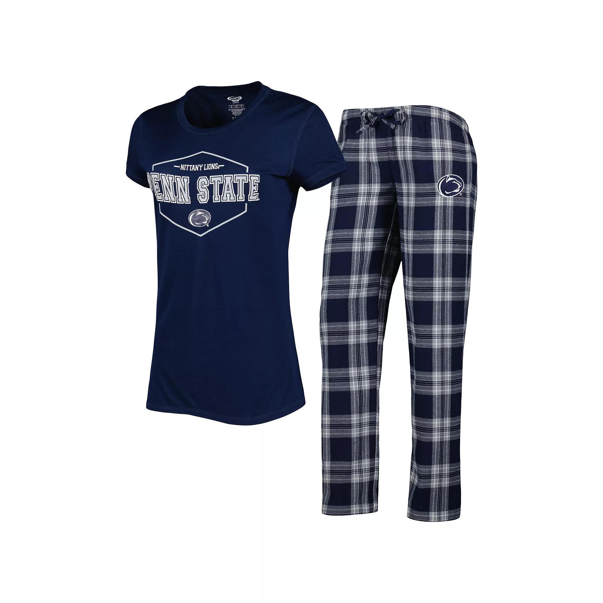 Women's Concepts Sport Navy/Gray Penn State Nittany Lions Badge T-Shirt & Flannel Pants Sleep Set, Size: 2XL, Blue Product Image