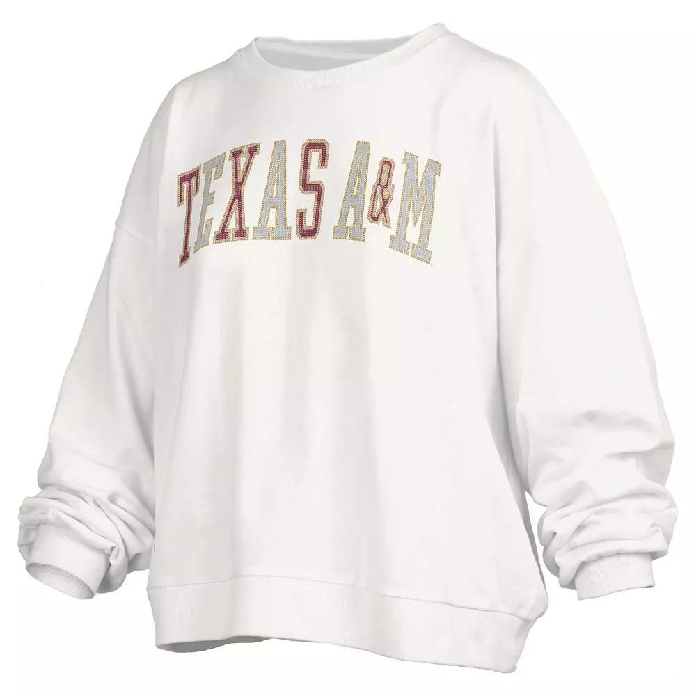 Women's Pressbox White Texas A&M Aggies Janise Waist Length Oversized Pullover Sweatshirt, Size: 2XL Product Image