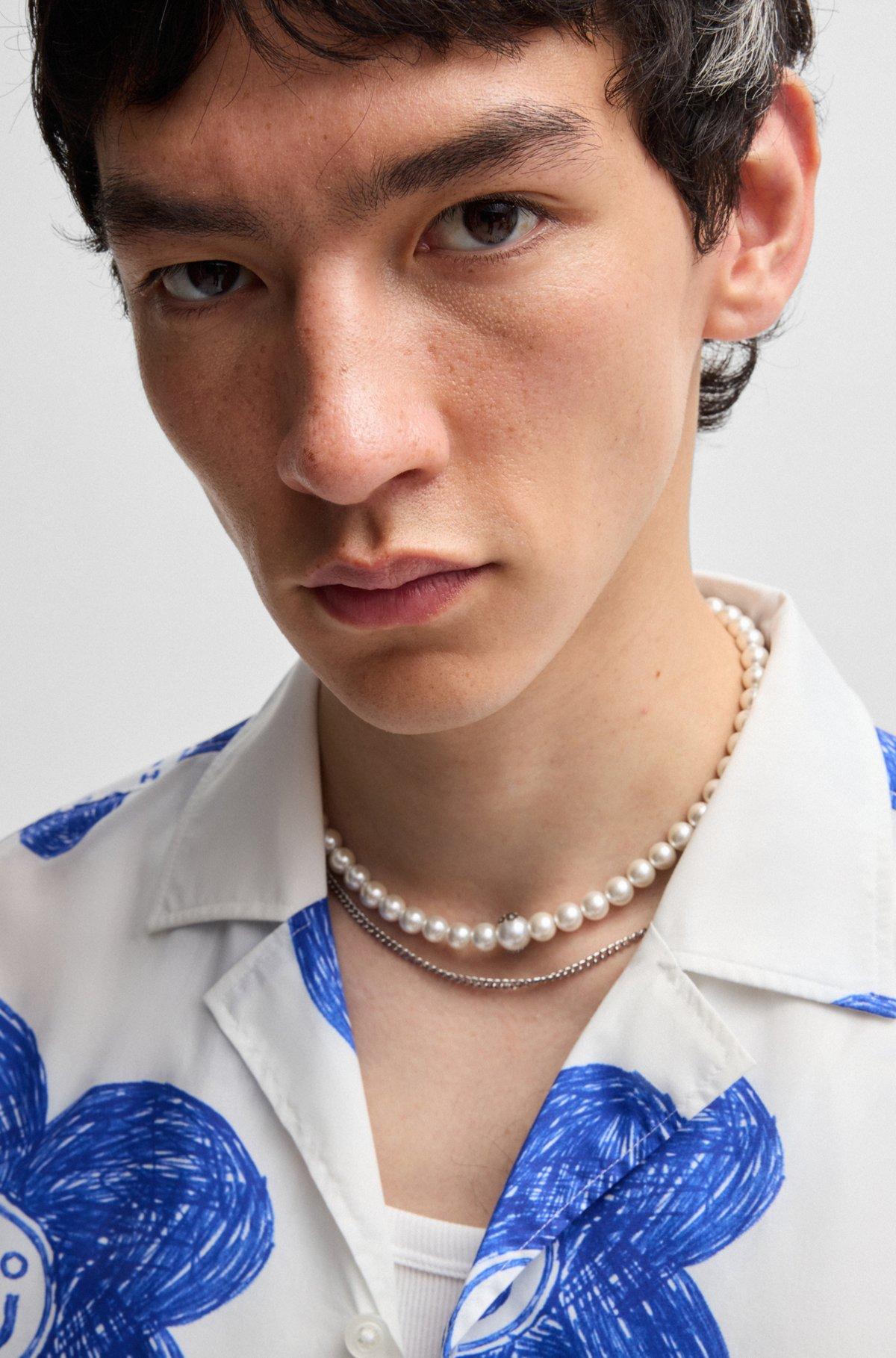 Relaxed-fit shirt in printed cotton poplin Product Image