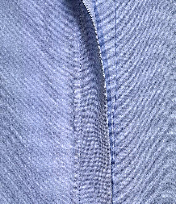 Calvin Klein Solid Crepe De Chine Point Collar Long Sleeve Pull-On Blouse Product Image