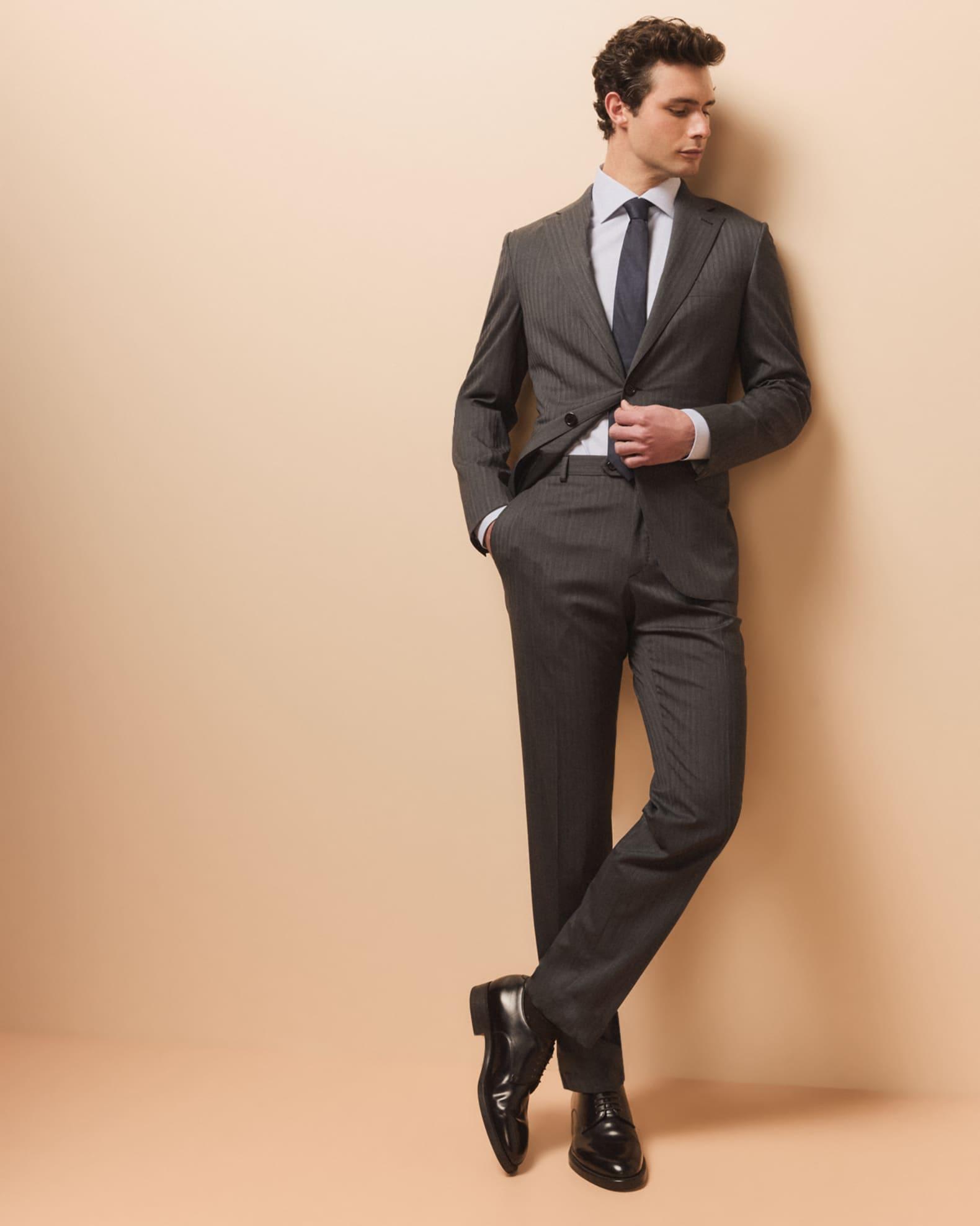 Men's Tonal Striped Wool Suit Product Image