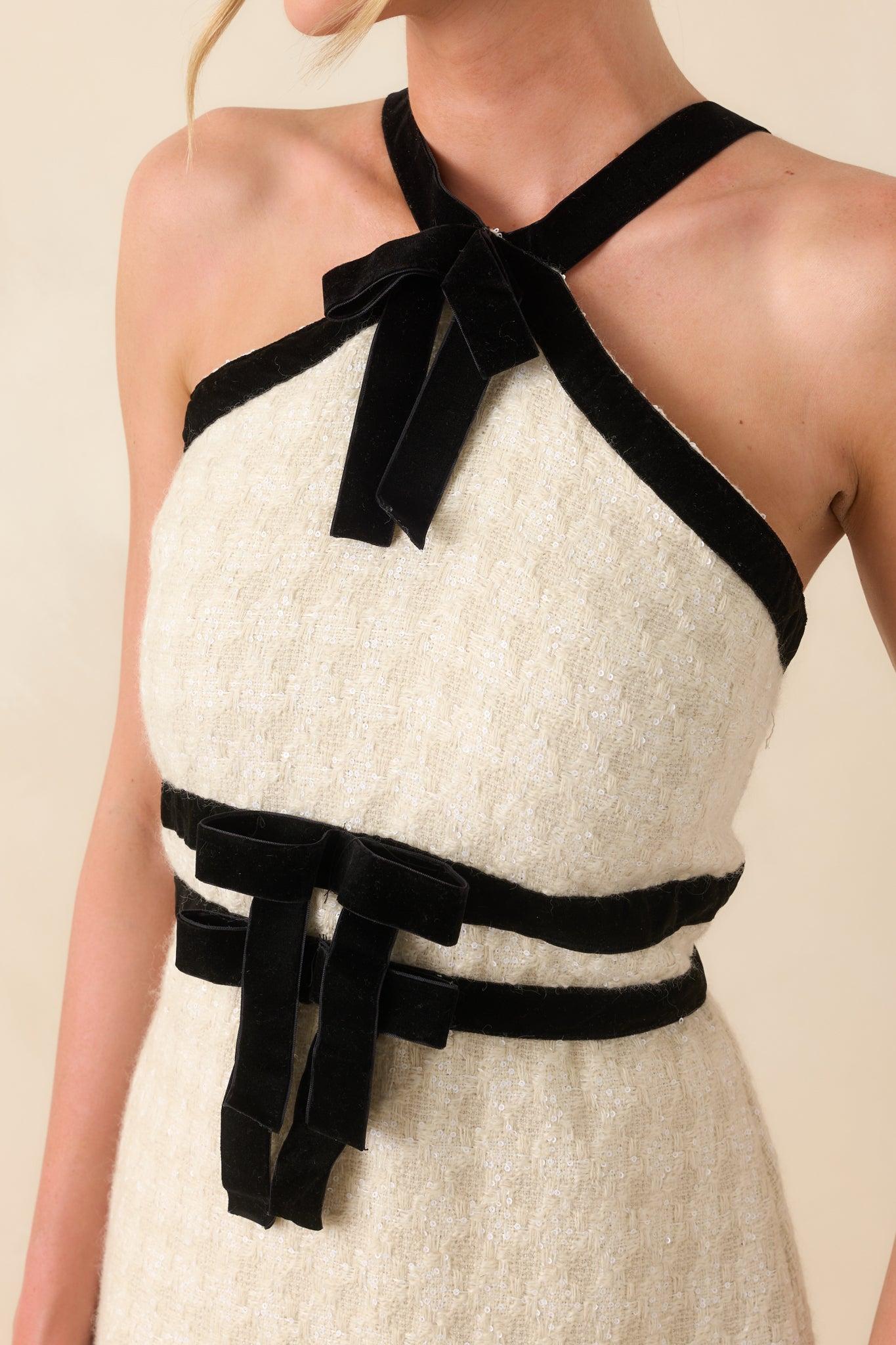 House of Cards Ivory Halter Neck Mini Dress Product Image
