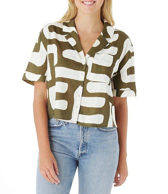 CROSBY by Mollie Burch Ziggy Abstract Print High Rise Linen Blend Coordinating Pants Product Image