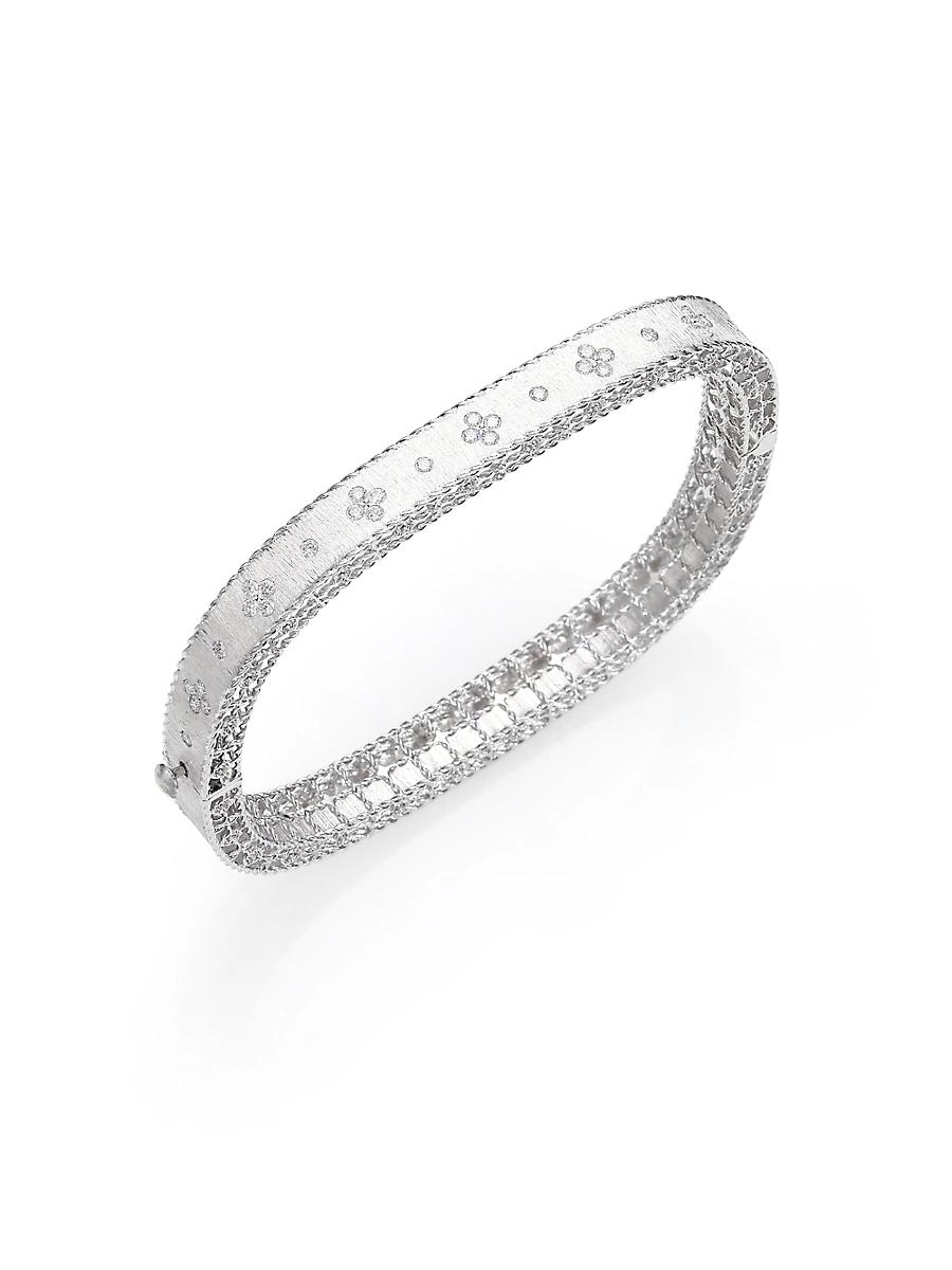 Womens Princess 18K White Gold & 0.48 TCW Diamond Square Bangle Product Image