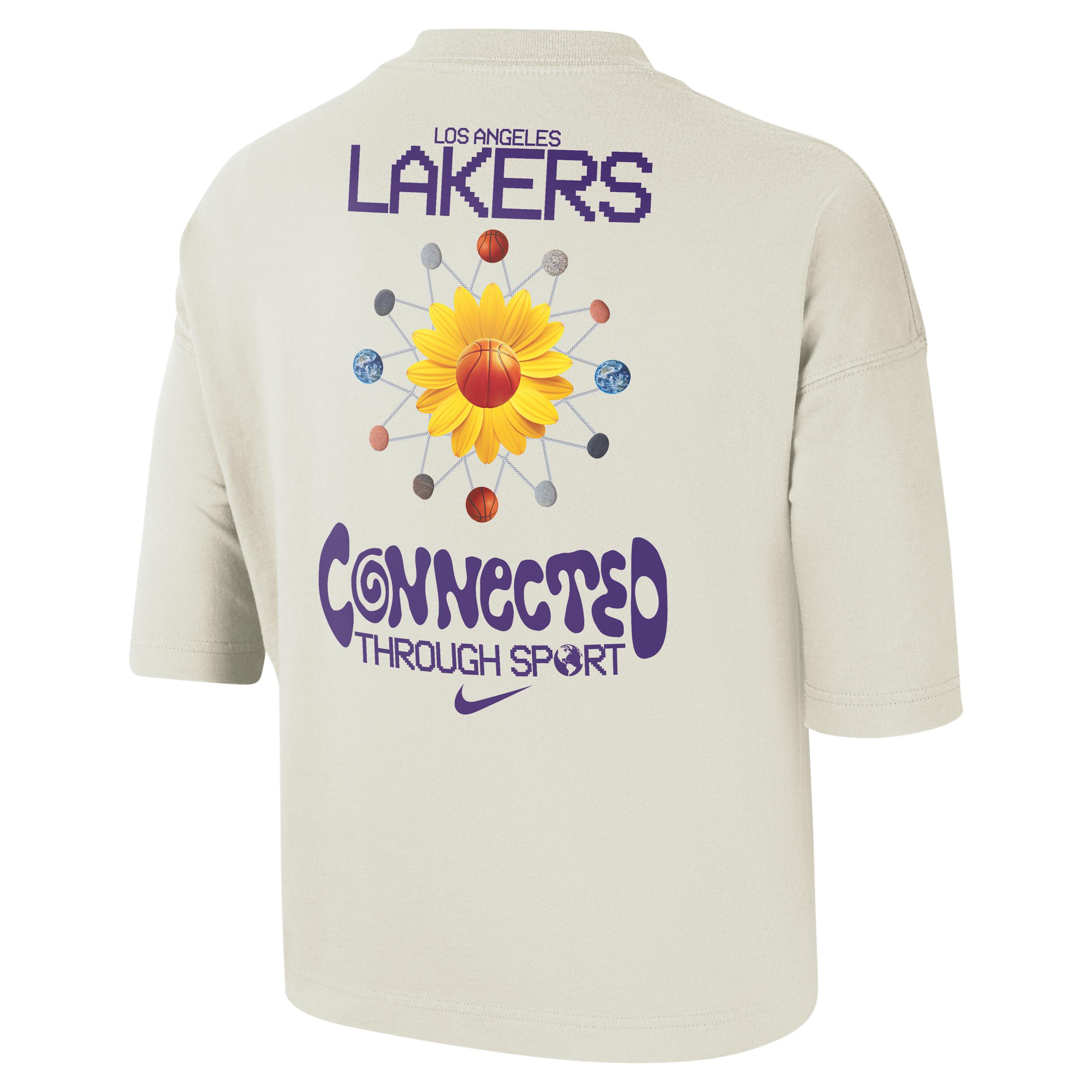 Los Angeles Lakers Courtside Nike Womens NBA Boxy T-Shirt | HQ1409-901 Product Image