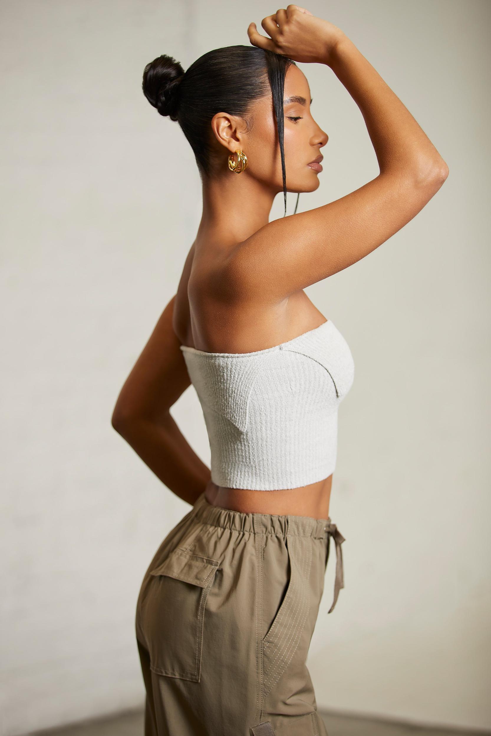 Overlap Bandeau Crop Top in Alloy Female Product Image