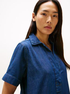 Short-Sleeve Denim Pullover Dress Product Image