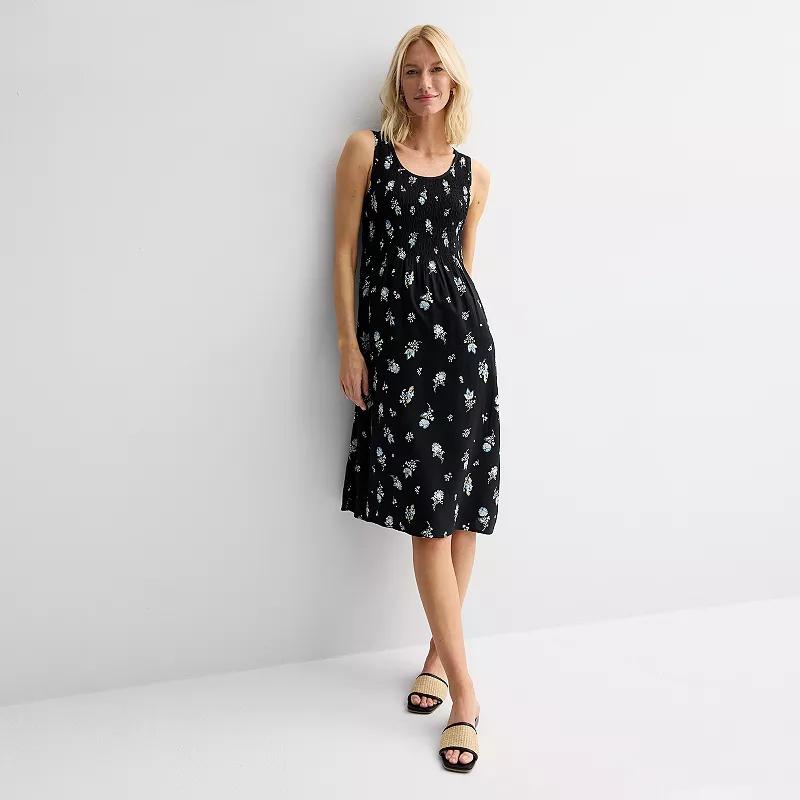 Women's Croft & Barrow® Smocked Midi Dress, Size: Small, Black Paisley Product Image