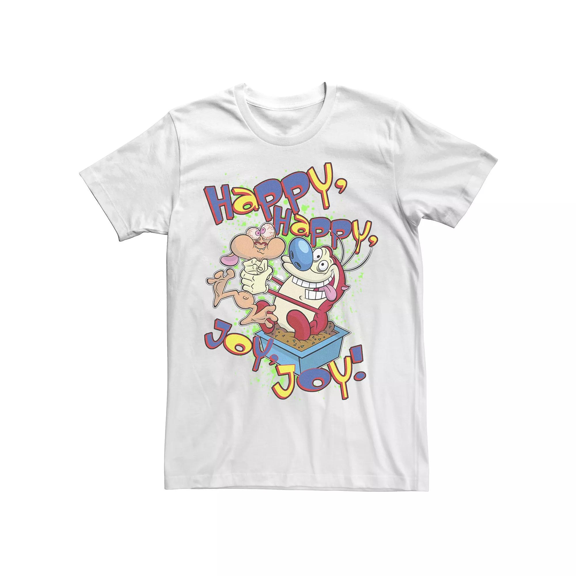 Men's Ren & Stimpy Happy Happy Joy Joy Ren Chokes Stimpy Tee,  Product Image