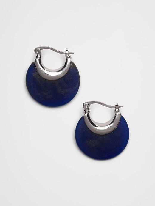 Round Stone Huggie Earrings Product Image