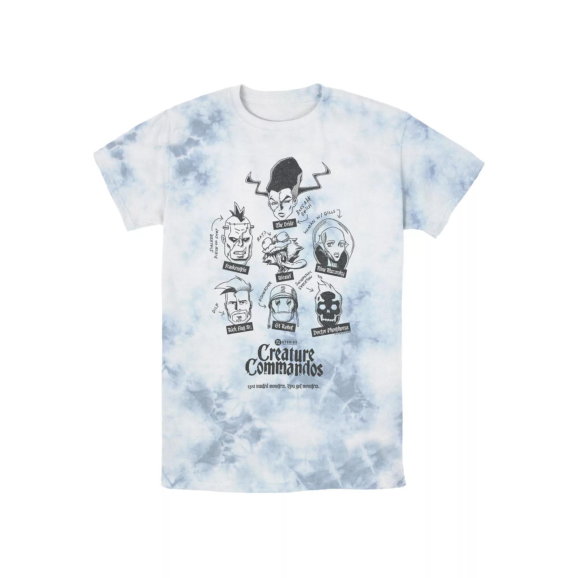 Men's Creature Commandos You Got Monsters Bombard Wash Graphic Tee, Size: XL, White Blue Product Image