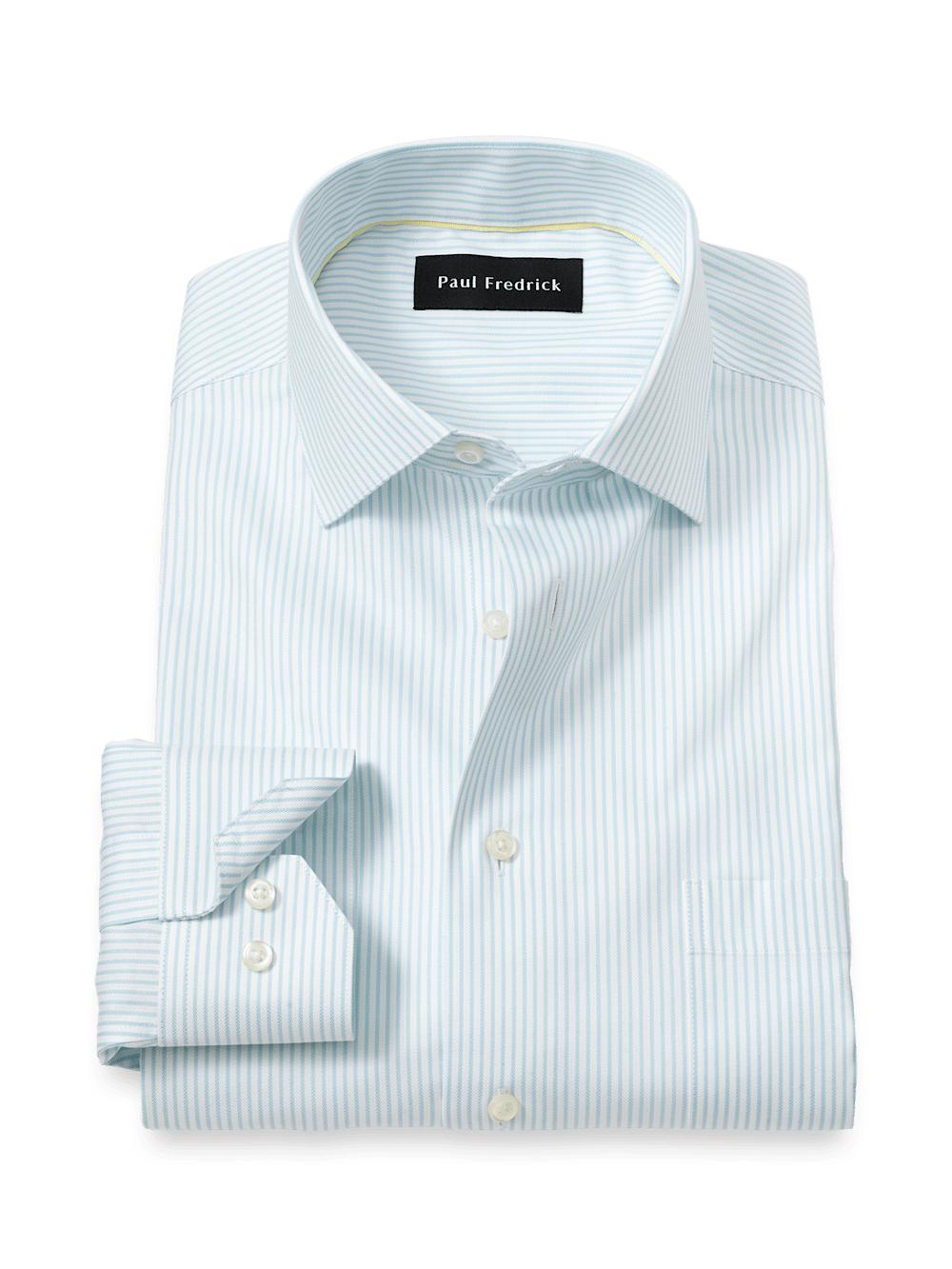 Comfort Stretch Non-Iron Stripe Dress Shirt - Light Blue Product Image