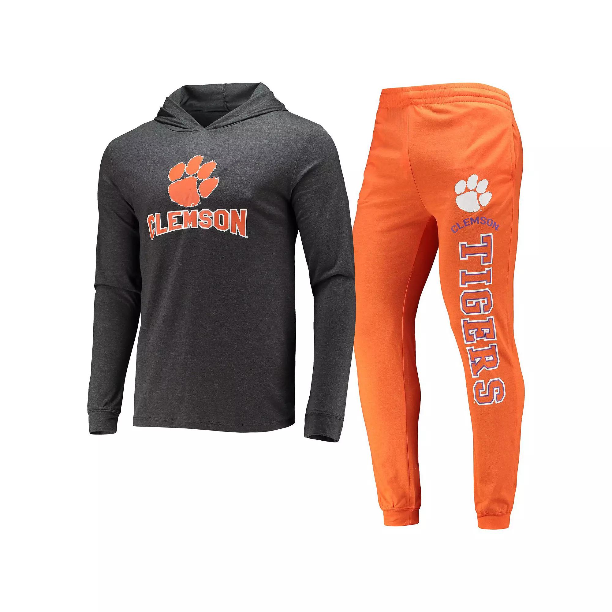 Men's Concepts Sport Orange/Charcoal Clemson Tigers Meter Long Sleeve Hoodie T-Shirt & Jogger Pants Set,  Product Image