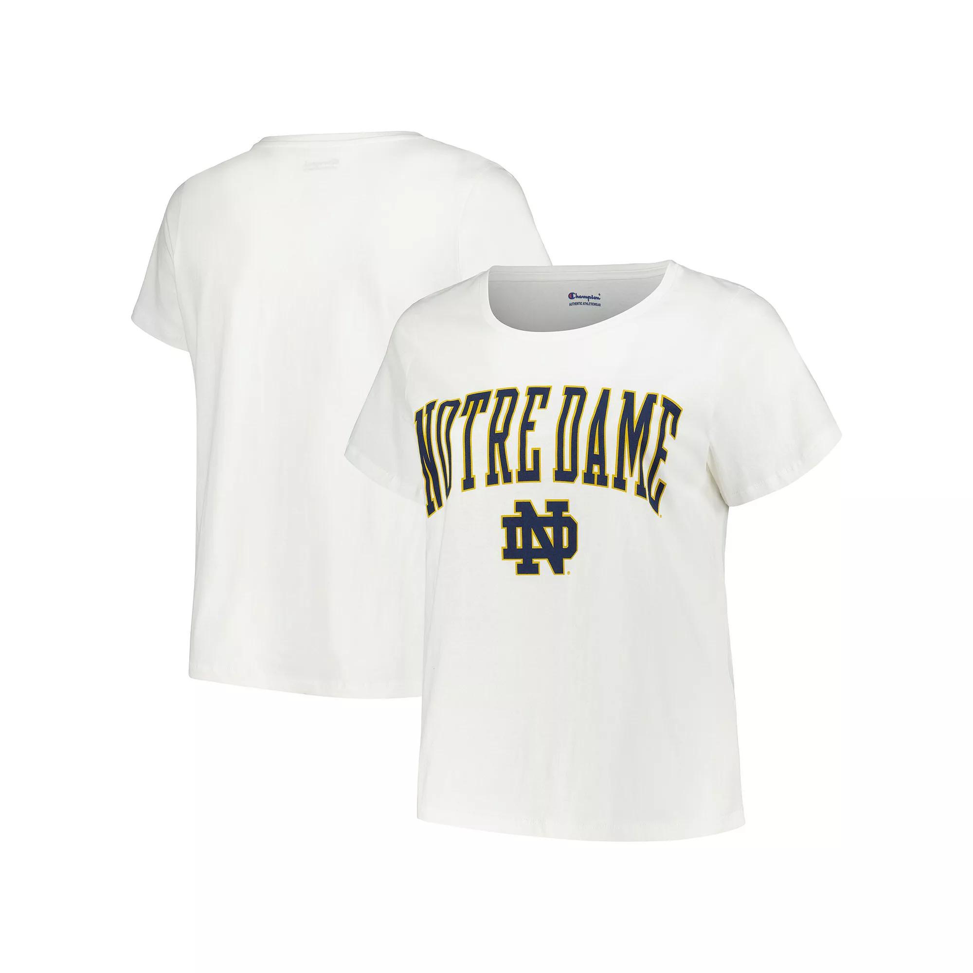 Women's Profile White Notre Dame Fighting Irish Plus Size Arch Over Logo Scoop Neck T-Shirt, Size: 2XL Product Image