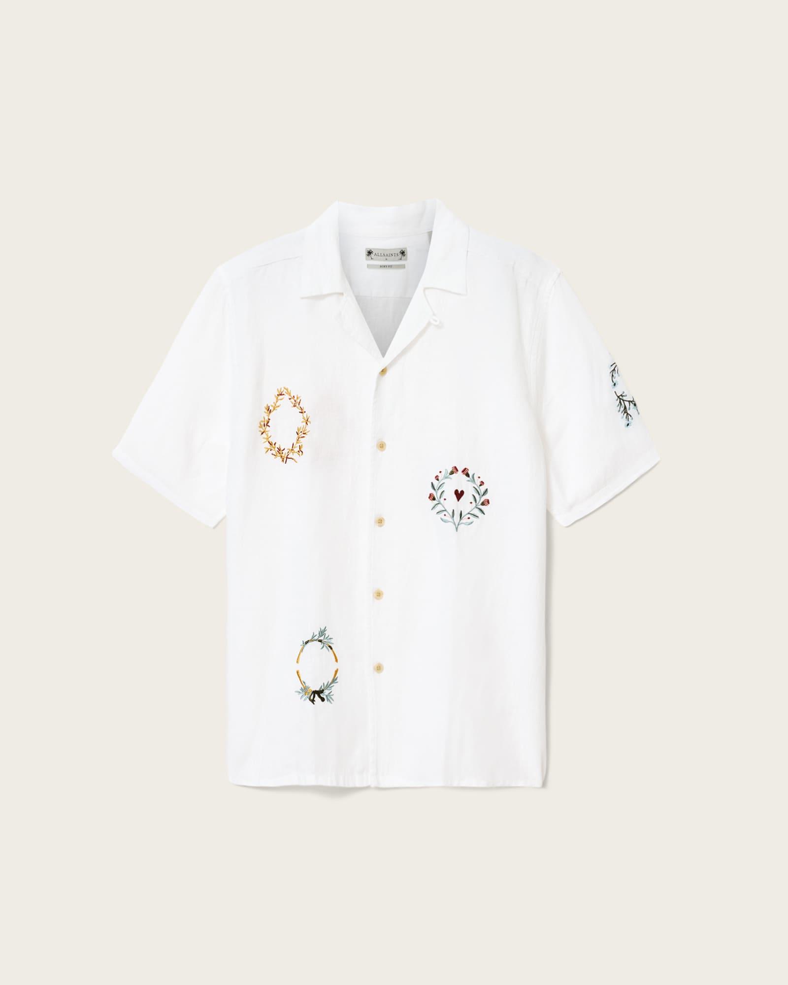 Deck Linen Short Sleeve Shirt Ecru | ALLSAINTS US Product Image
