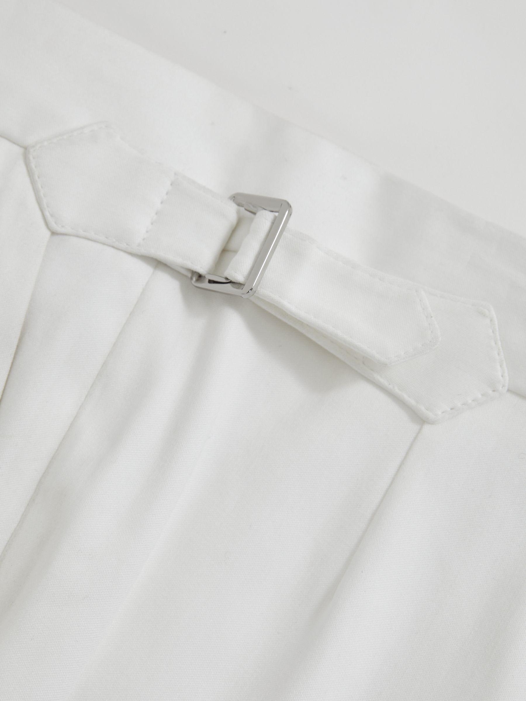 Cotton-Blend Tapered Trousers in White Product Image