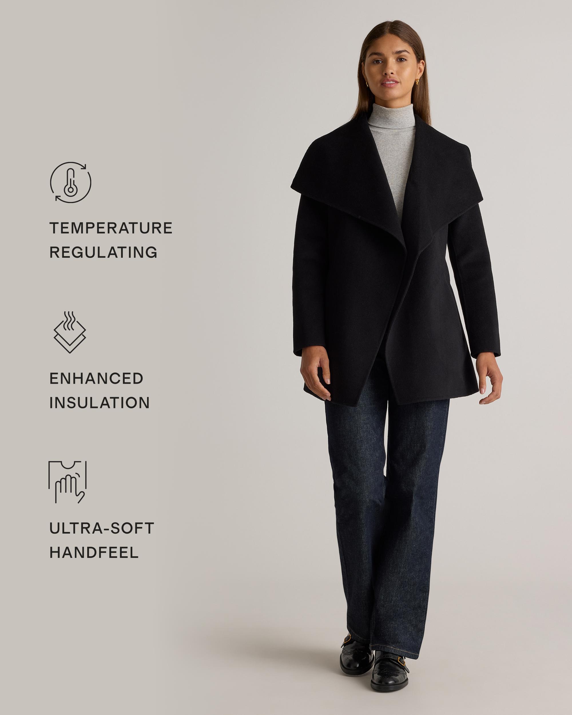 Quince | Women's Double-Faced Merino Wool Draped Collar Short Wrap Coat Product Image