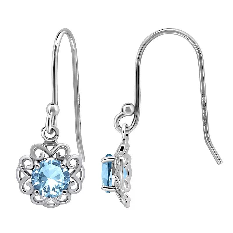 Aleure Precioso Sterling Silver Gemstone Scalloped Drop Earrings, Women's, Silver Tone Blue Product Image