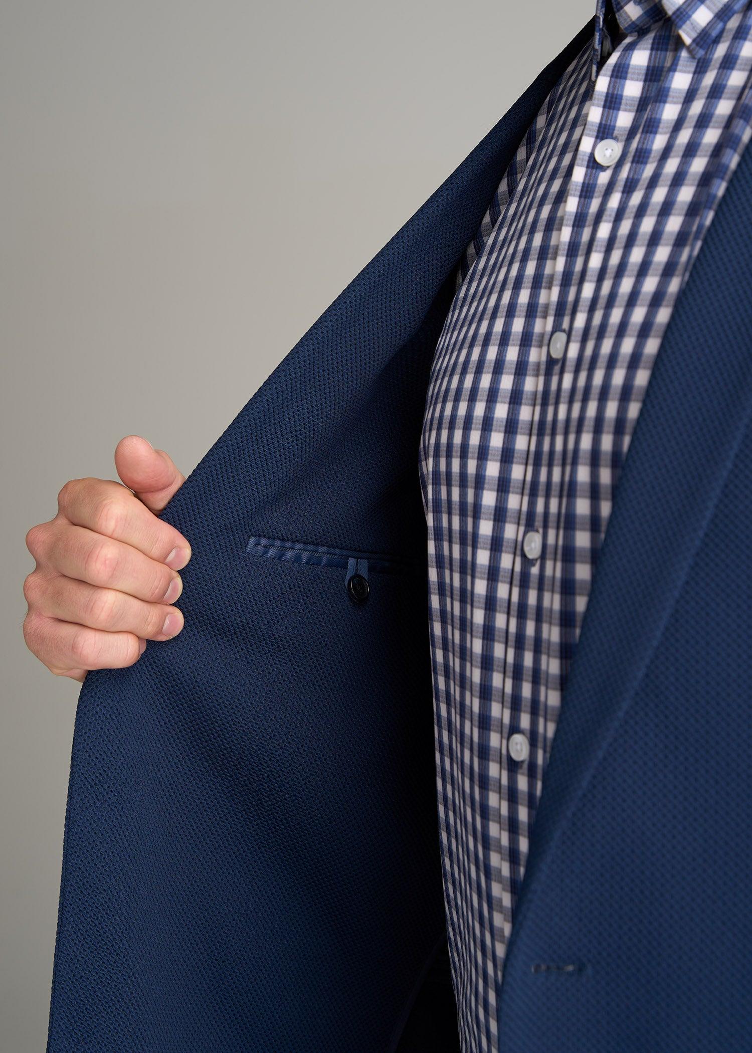 Textured Blazer for Tall Men in Navy Blue Male Product Image