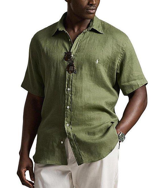 Polo Ralph Lauren Big & Tall Solid Linen Short Sleeve Woven Shirt Product Image
