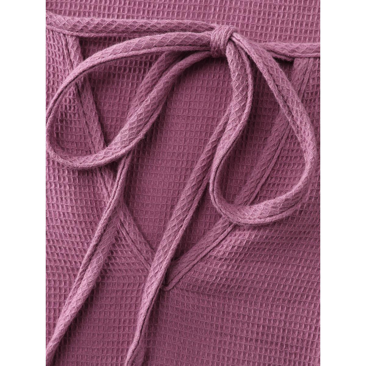 Plus Size Mauve Pure Cotton Textured Shirred Blouse Women Leisure Extra Long Sleeve Round Neck Elegant Blouses BloomChic 30/6X Product Image