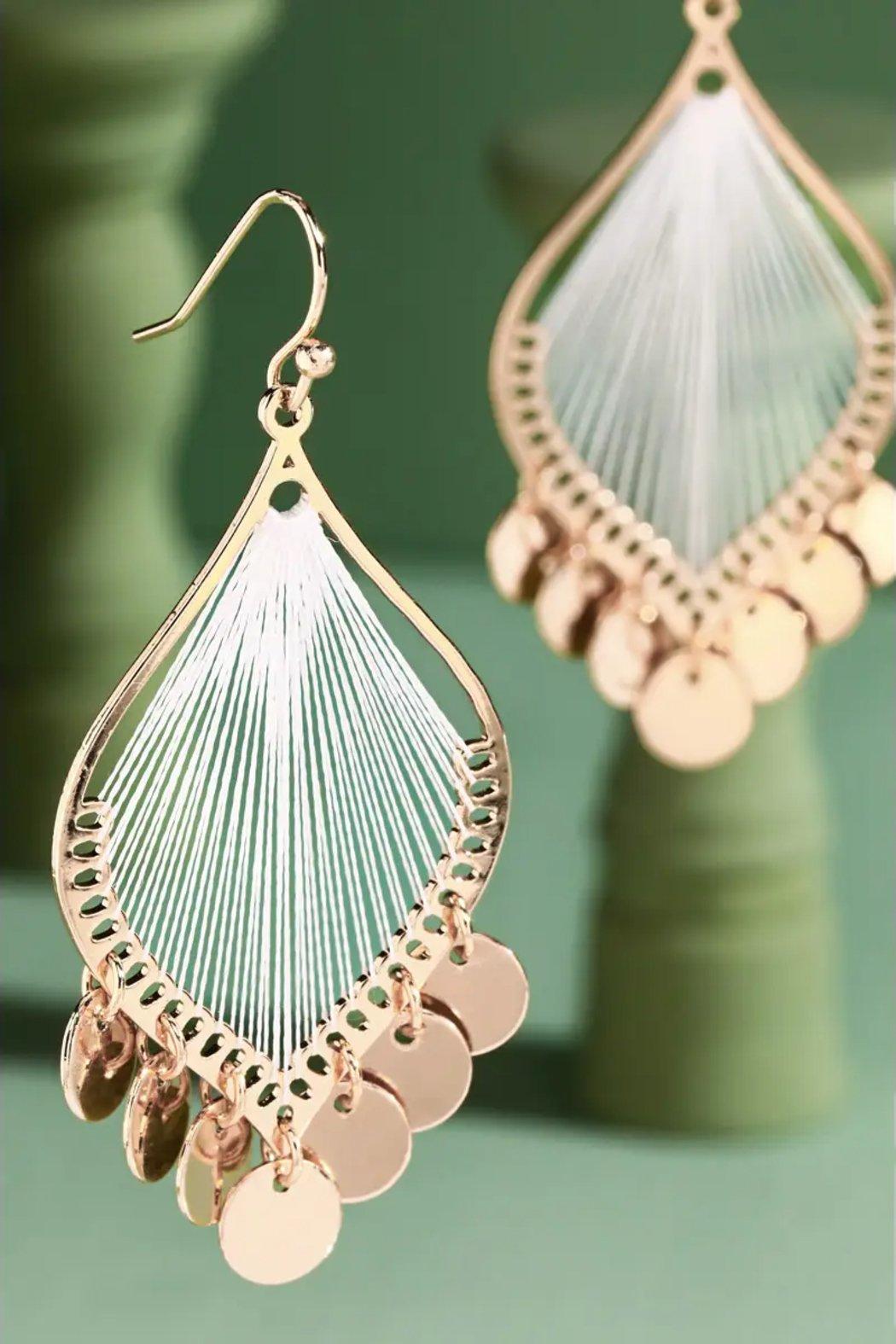 Leaf Shaped Dangle Earrings with Charms Product Image