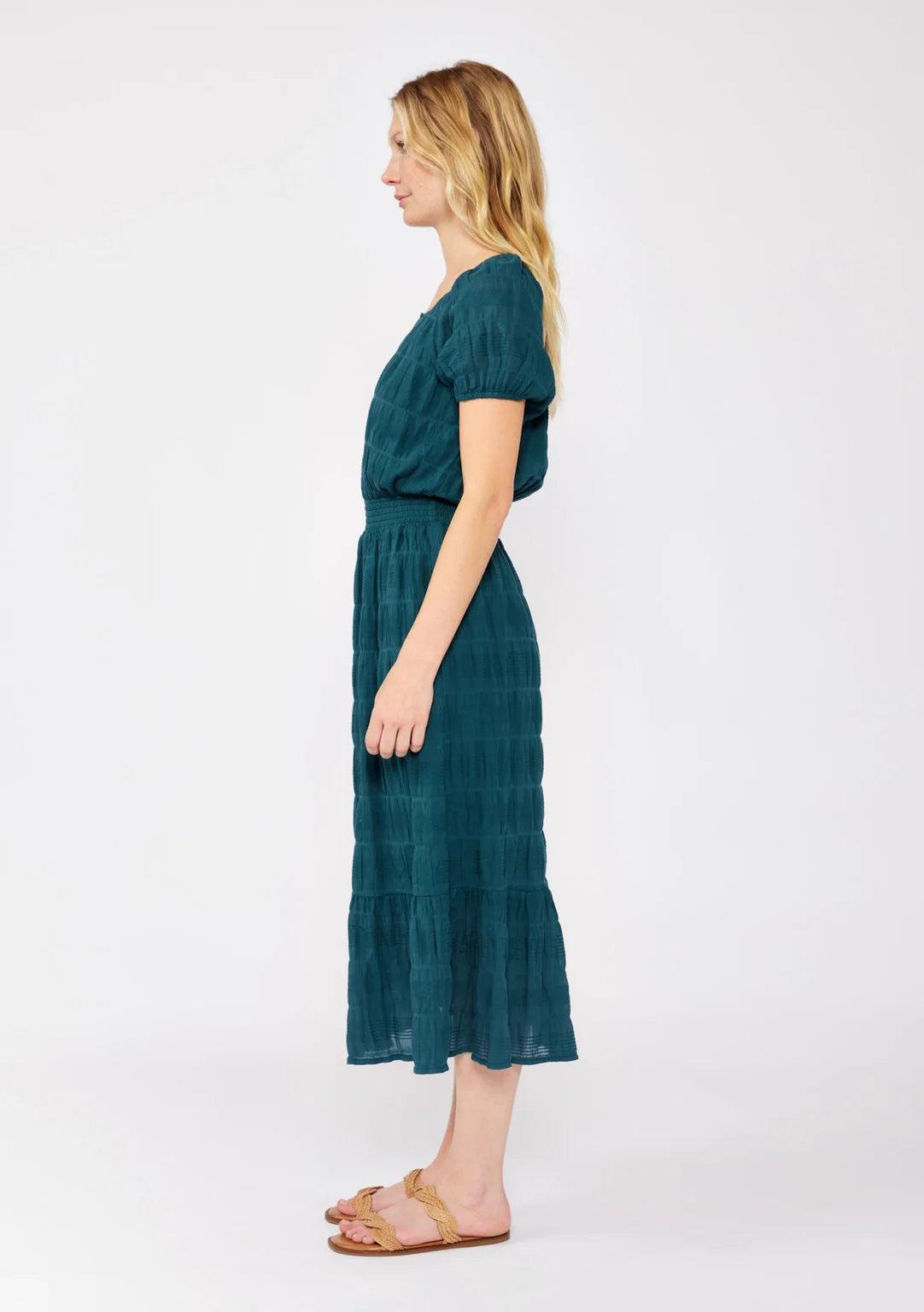 Puff Sleeve Smocked Midi Dress Product Image