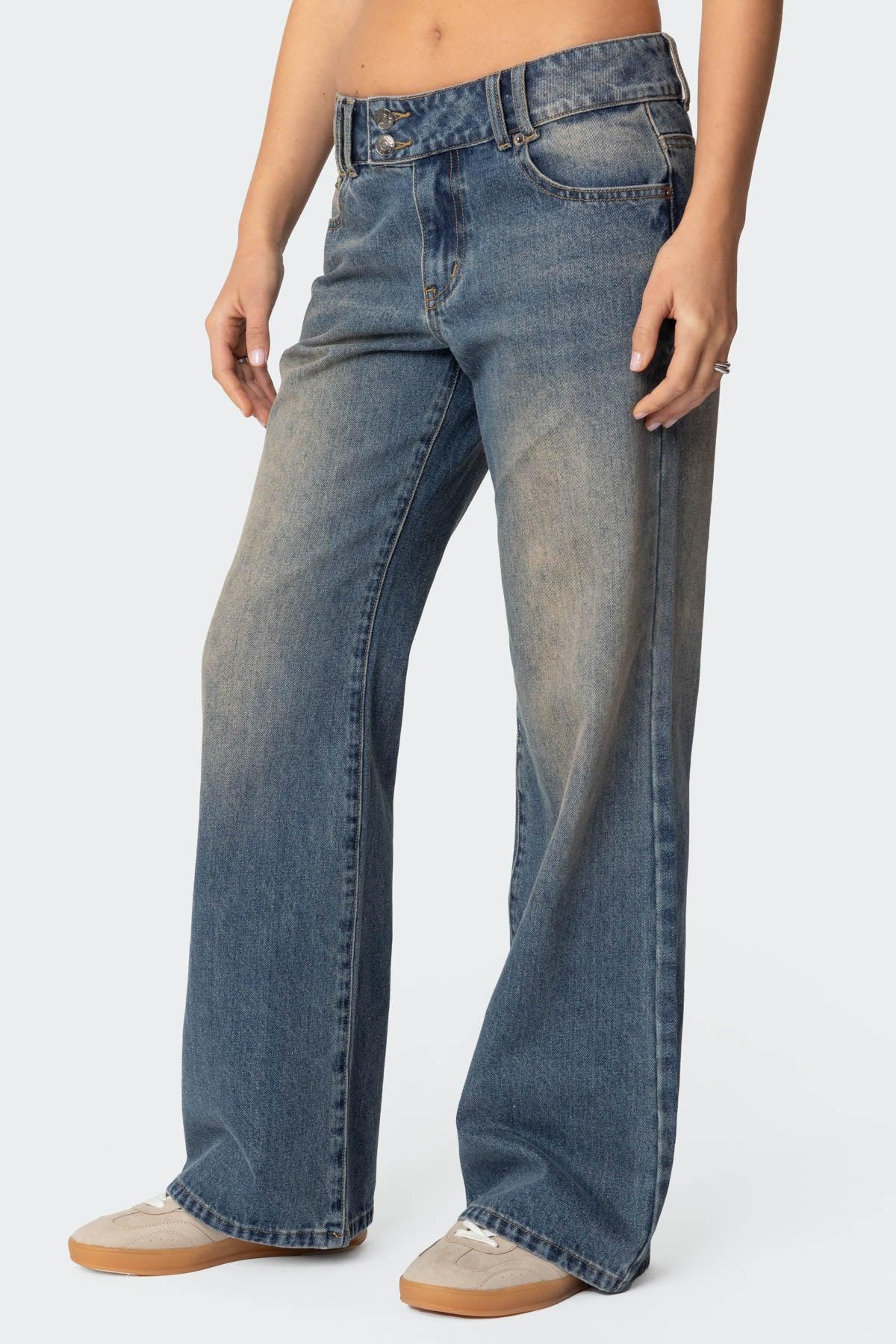 Jesi Washed Low Rise Baggy Jeans Product Image