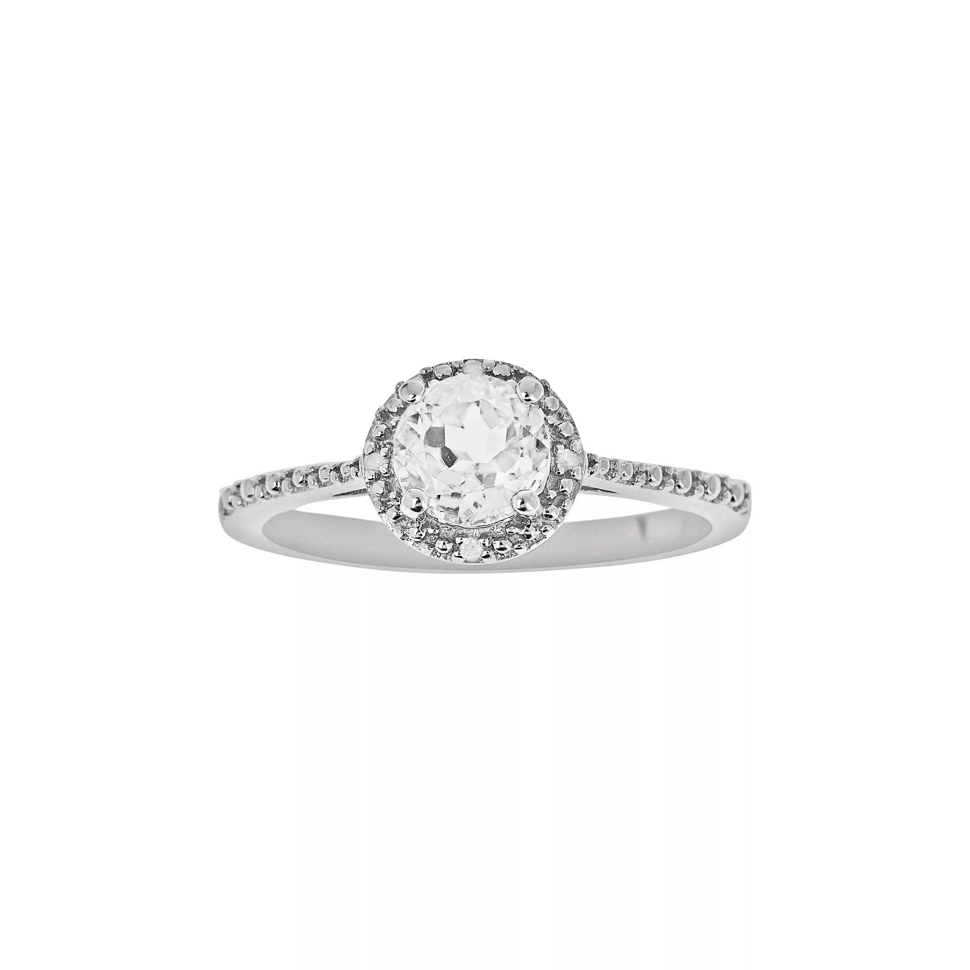 Celebration Gems Sterling Silver White Topaz and Diamond Accent Frame Ring, Women's,  Product Image