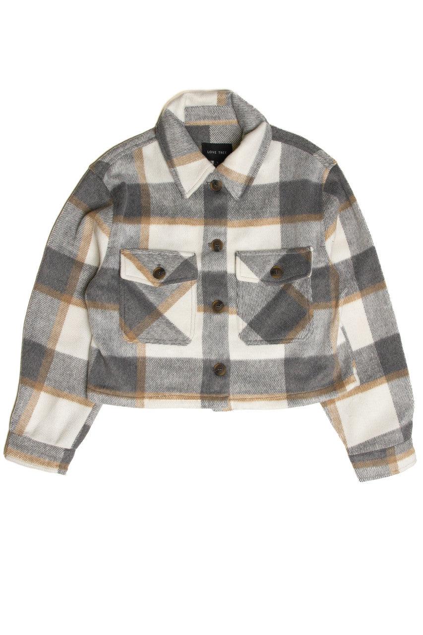 Greige Brushed Plaid Shacket Product Image